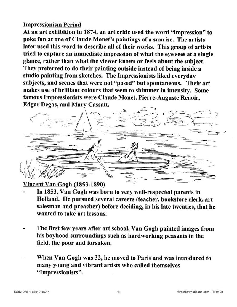 Amazing Artists: Vincent Van Gogh and Impressionism Period Reading Passage - WORKSHEET