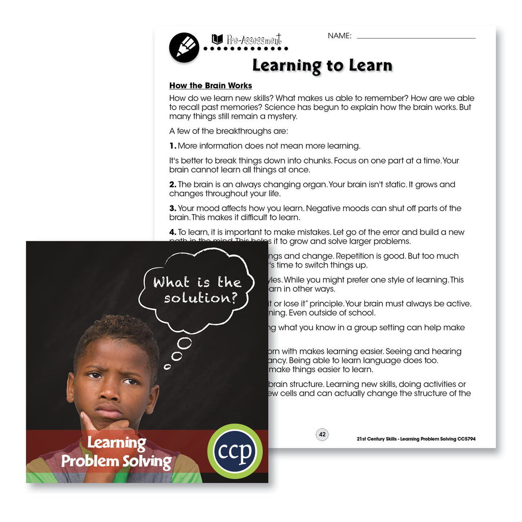 Learning Problem Solving How The Brain Works WORKSHEET CLASSROOM COMPLETE PRESS