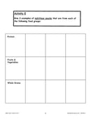 Nutrition: Food & Healthy Eating: Food Groups Chart Gr. 4-6 - WORKSHEET