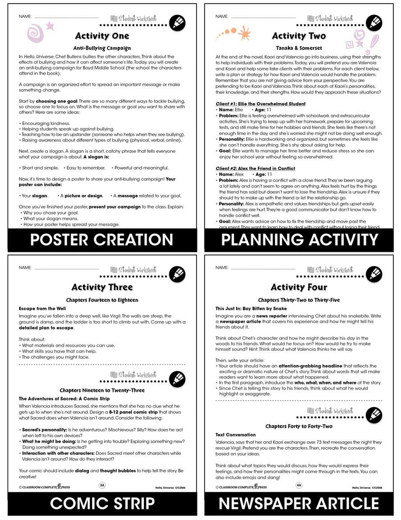 Hello, Universe - BONUS WORKSHEETS