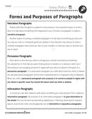 How to Write a Paragraph: Forms and Purposes - Paragraph Prompts - WORKSHEET