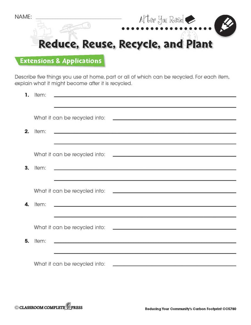 Reducing Your Community's Carbon Footprint: New Life for Items in the Home Extension & Application - WORKSHEET