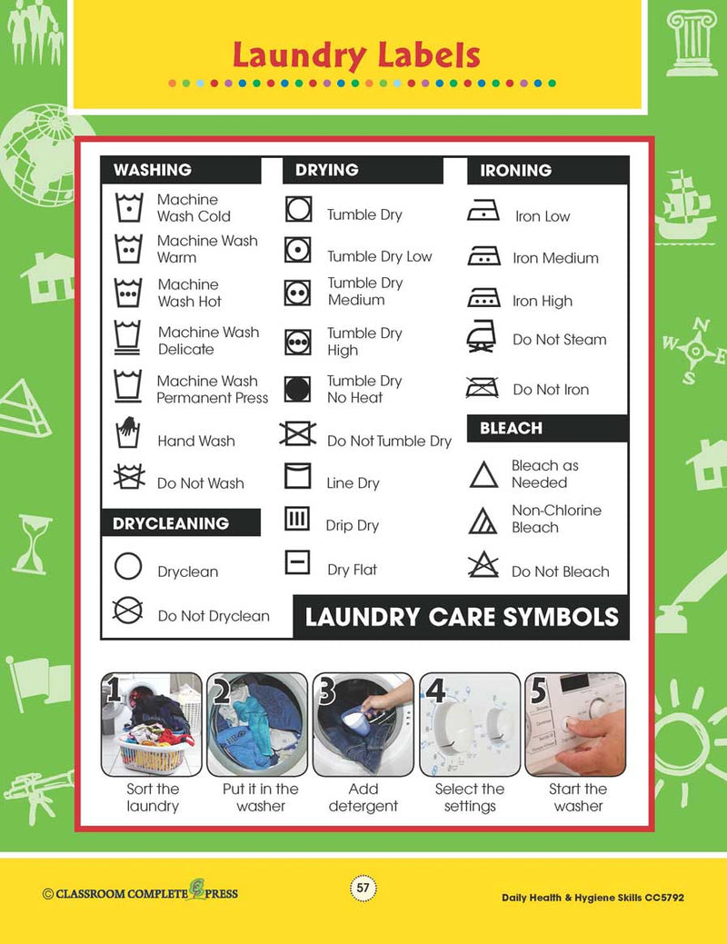 Laundry Label Worksheets.pdf Daily Health & Hygiene Skills: Laundry Labels - WORKSHEET – CLASSROOM ...