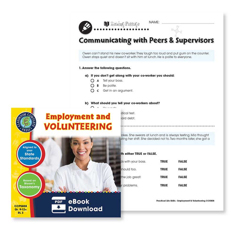 Practical Life Skills - Employment & Volunteering: Communicating with Peers & Supervisors Scenarios - WORKSHEET