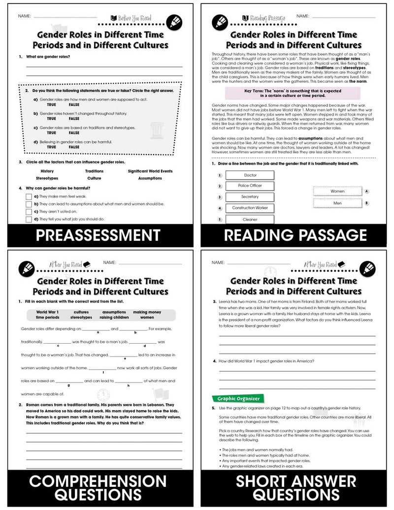 Gender Equality & Inequality: Gender Roles in Different Time Periods and in Different Cultures Gr. 6-Adult