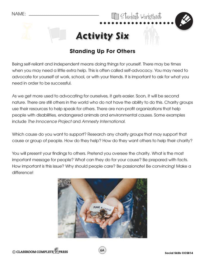 Social Skills: Standing Up For Others - WORKSHEET