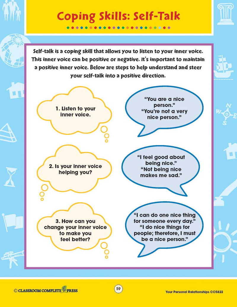 Your Personal Relationships: Coping Skills - Self-Talk Poster - WORKSHEET