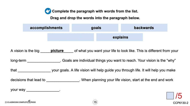 Applying Life Skills - Your Personal Life Plan: Create Your Life Vision - Google Slides (SPED)