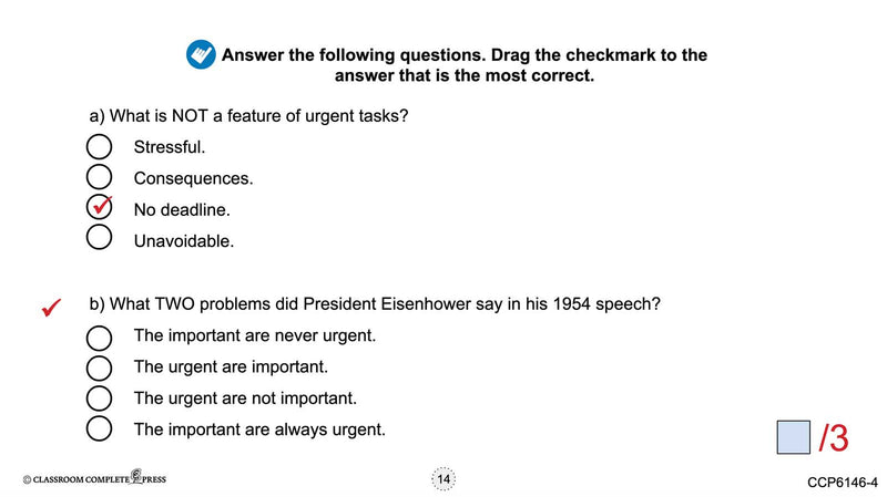 Readiness Life Skills - Managing Time: Eisenhower's Urgent-Important Matrix - Google Slides (SPED)