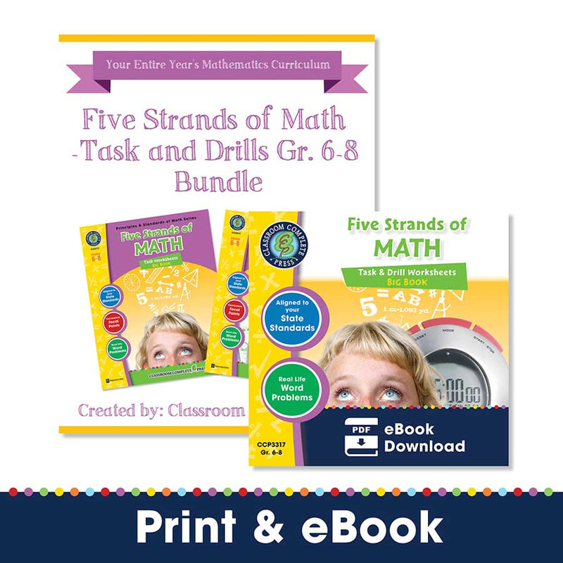 Five Strands of Math - Grades 6-8 - Task & Drills Big Book – CLASSROOM ...