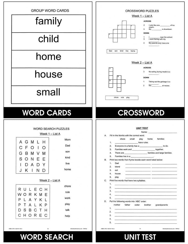 Family: Homes, Chores, Sizes & Types