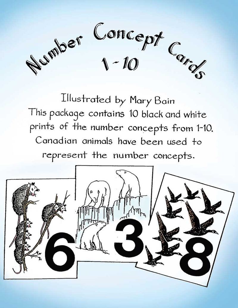 NUMBER CONCEPT CARDS 1-10 (ANIMAL PICTURES)