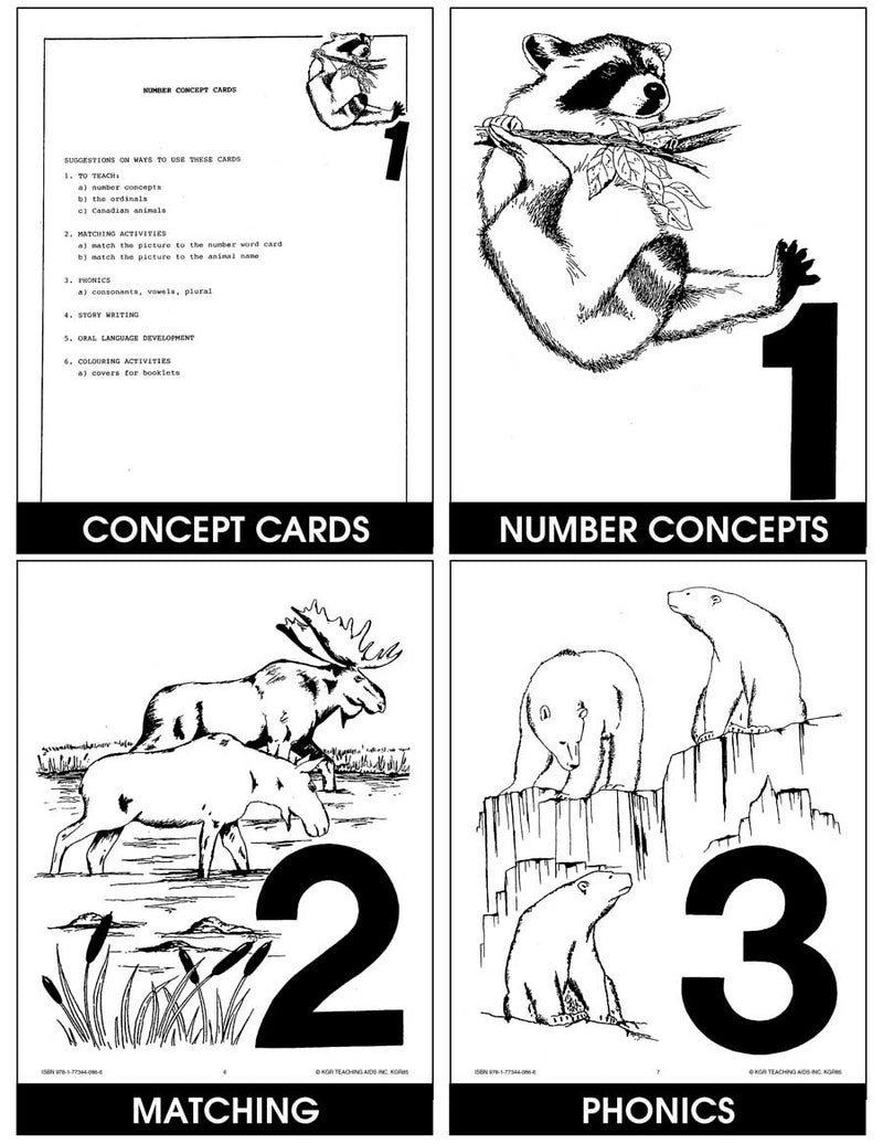 NUMBER CONCEPT CARDS 1-10 (ANIMAL PICTURES)