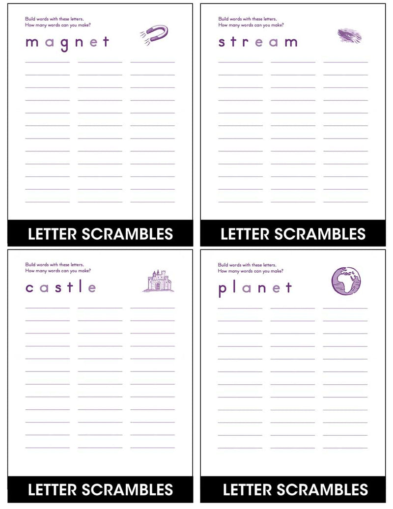 Letter Scrambles - Six-, Seven- and Eight-Letter Words