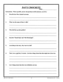 Tall Tall Tall Tales: Davy Crockett - WORKSHEET