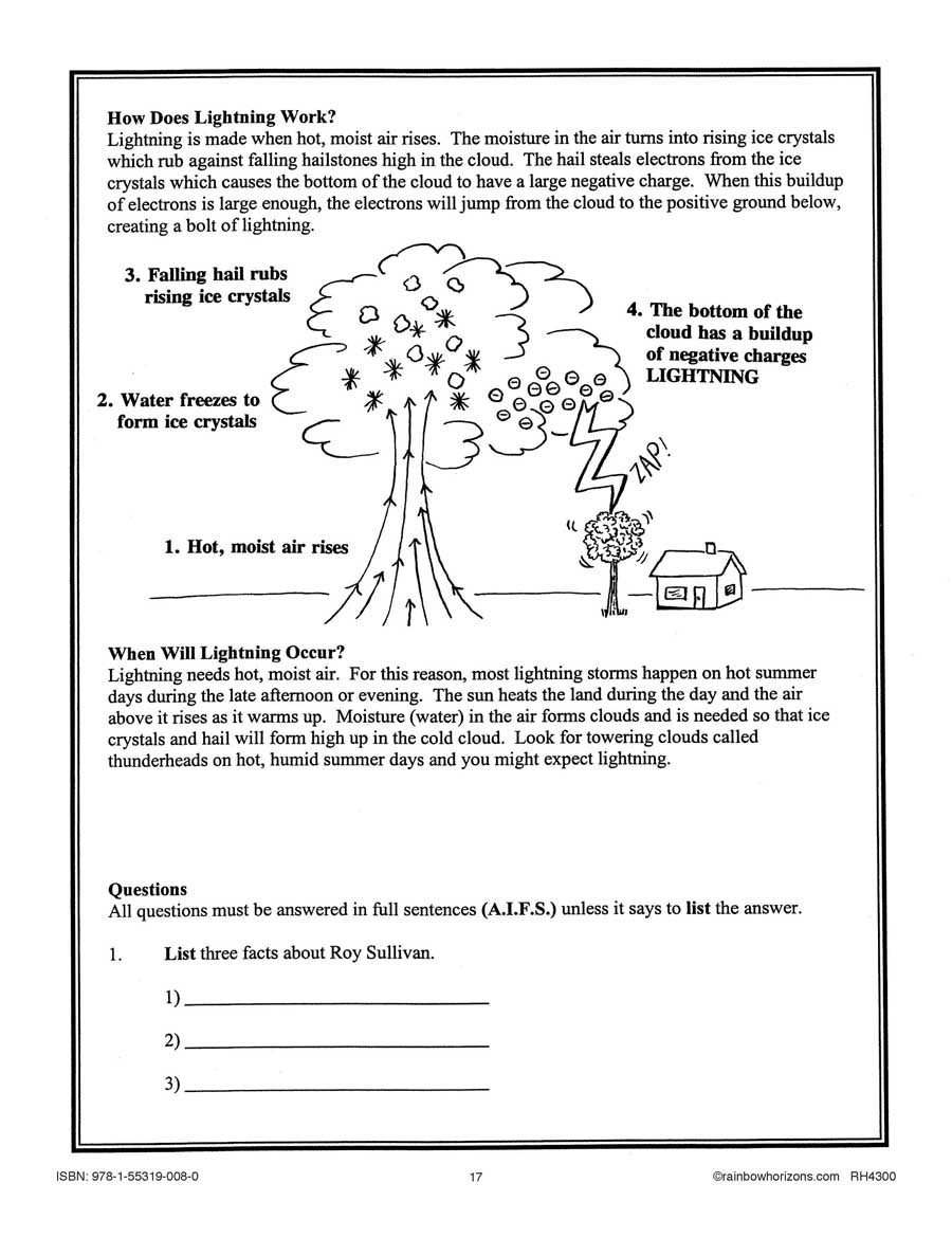 How Lightning Works Sheets.pdf Electricity: Lightning Never Strikes Twice - WORKSHEET – CLASSROOM ...