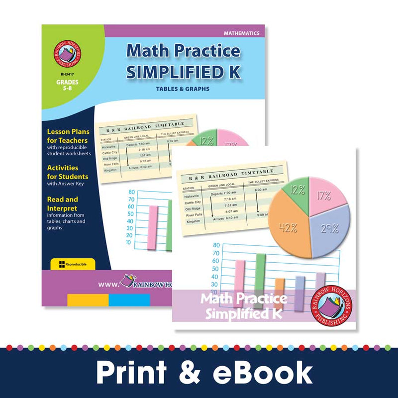 K Table Structure Math Practice Simplified K - Tables & Graphs – CLASSROOM COMPLETE PRESS
