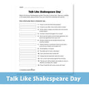 Talk Like Shakespeare Day: Quotes Matching Game - WORKSHEET