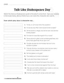 Talk Like Shakespeare Day: Quotes Matching Game - WORKSHEET