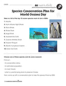 World Oceans Day: Species Conservation Plan - WORKSHEET