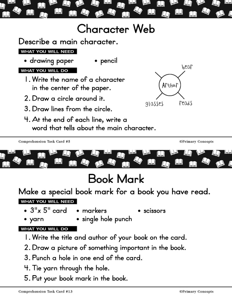Primary Reading Prompts: Task Cards