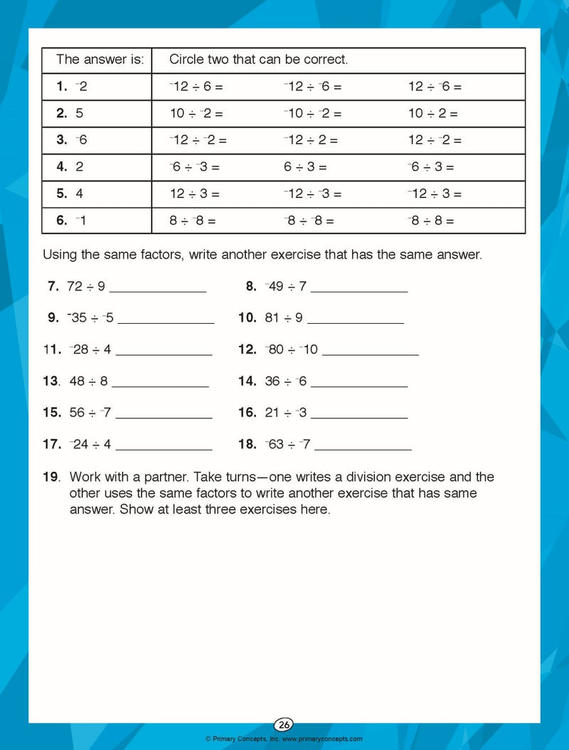 Math Practice Simplified: Pre-Algebra (Book L)
