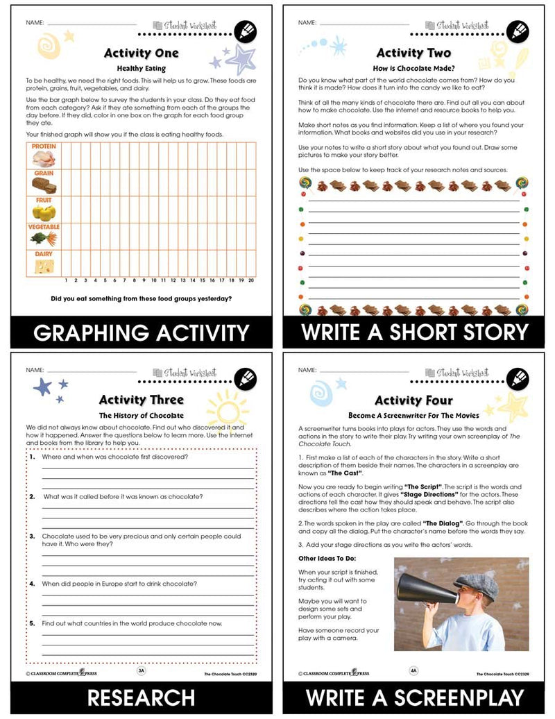 The Chocolate Touch - BONUS WORKSHEETS