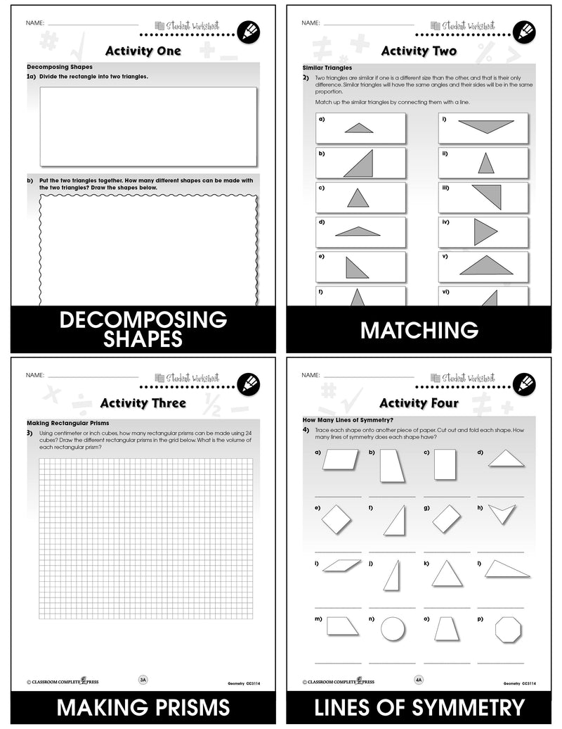 Geometry - Grades 6-8 - Task Sheets