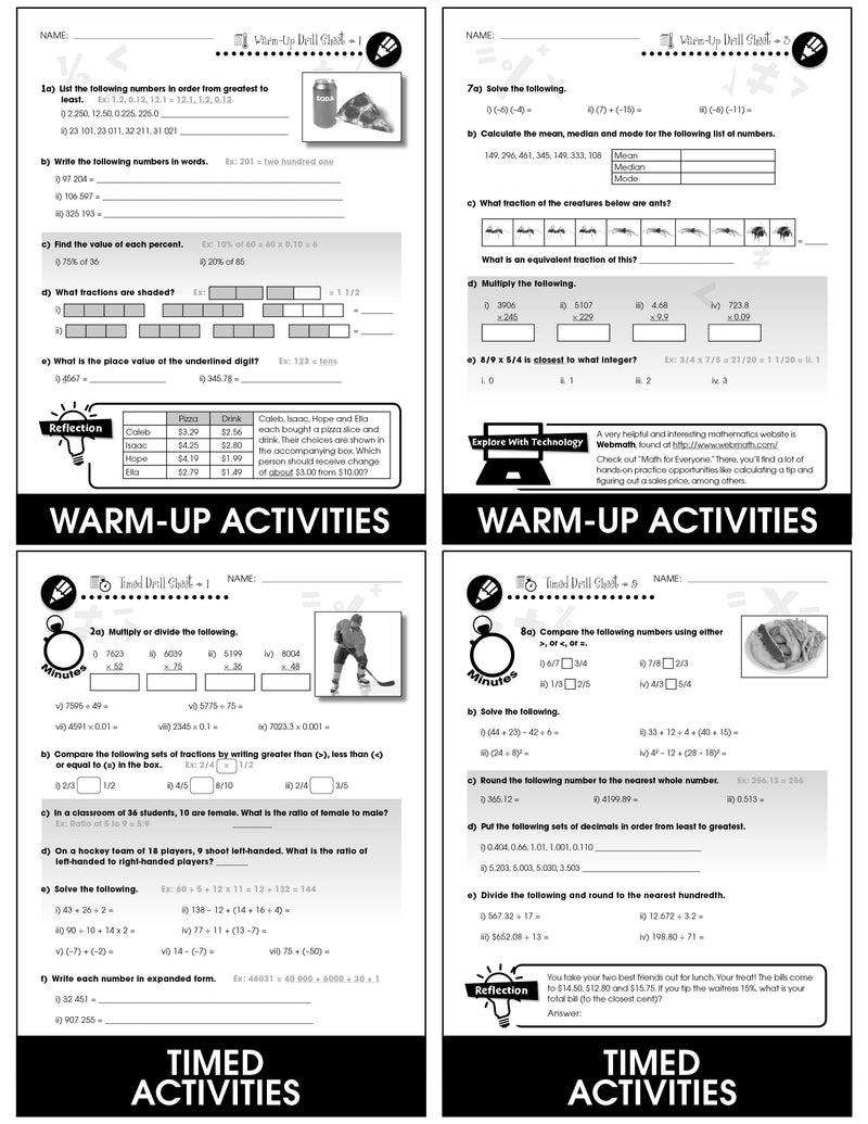 Number & Operations - Grades 6-8 - Drill Sheets