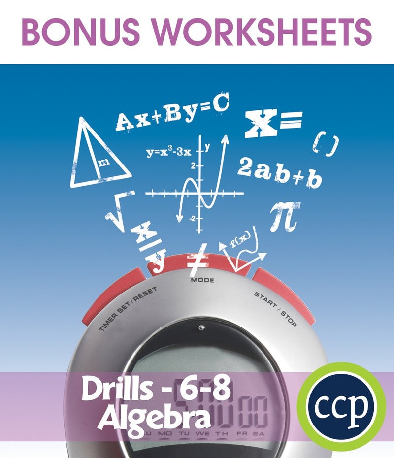 Algebra - Drill Sheets Gr. 6-8 - BONUS WORKSHEETS