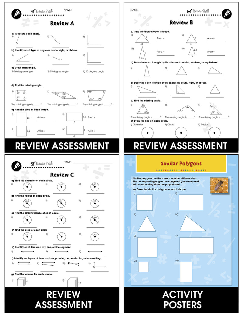 Geometry - Grades 6-8 - Drill Sheets