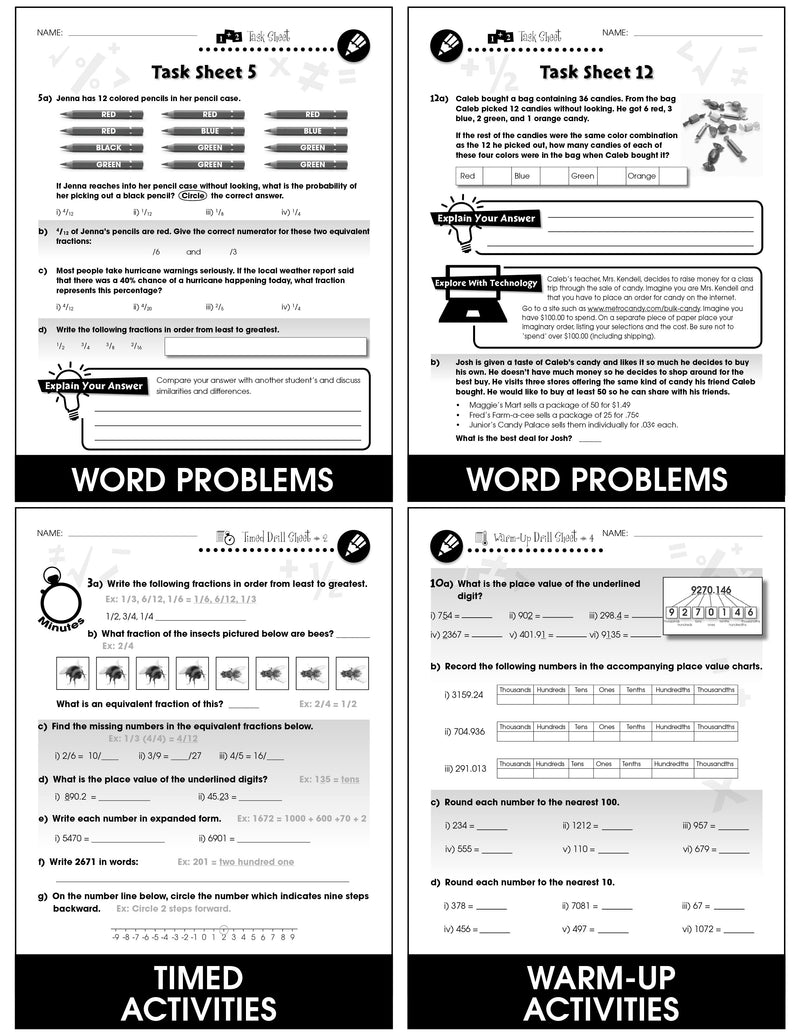 Number & Operations - Grades 3-5 - Task & Drill Sheets - Canadian Content