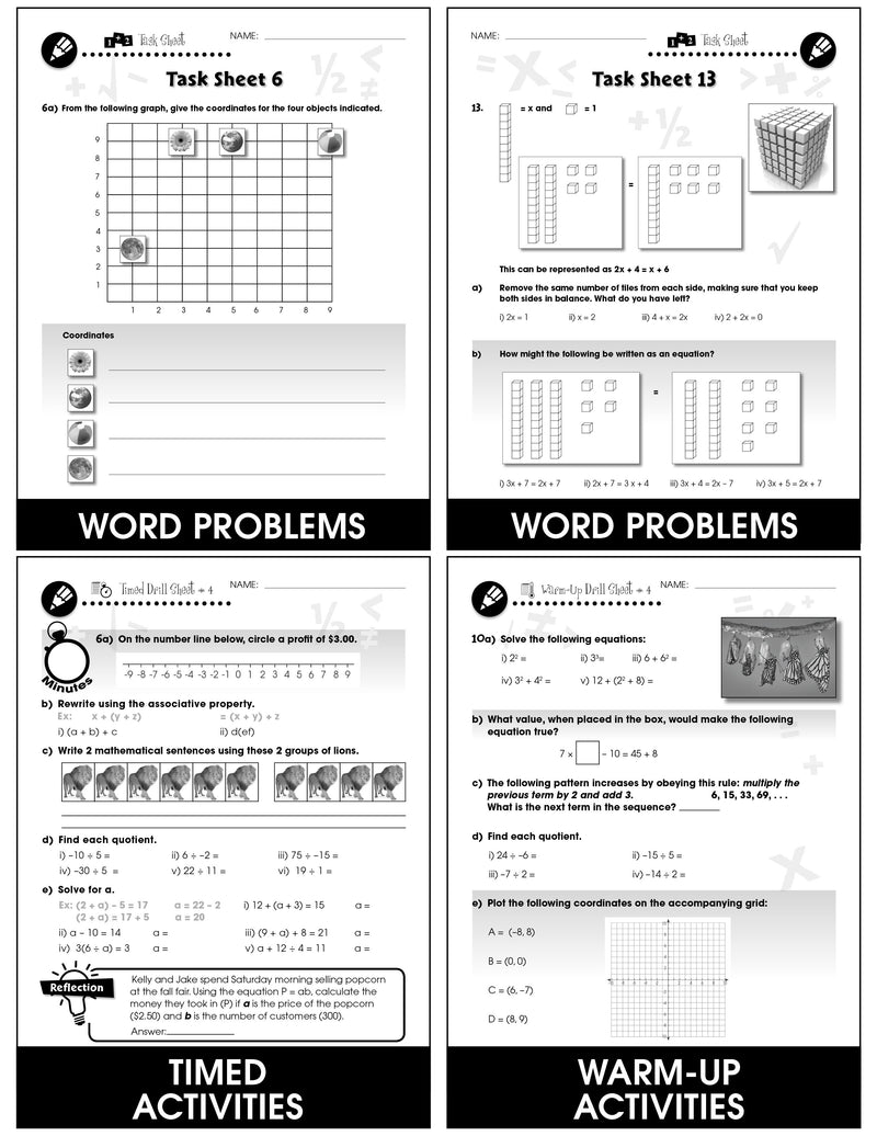 Algebra - Grades 3-5 - Task & Drill Sheets
