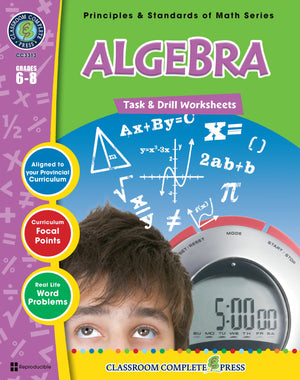 Algebra - Grades 6-8 - Task & Drill Sheets - Canadian Content