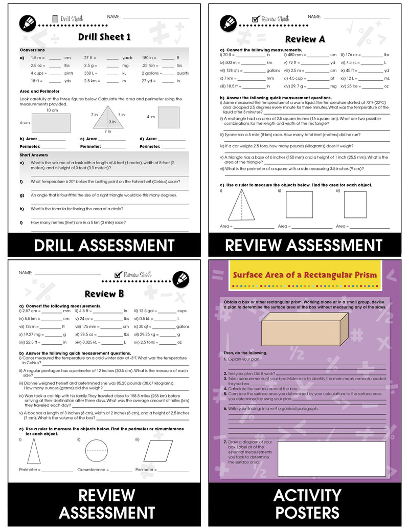 Measurement - Grades 6-8 - Task & Drill Sheets
