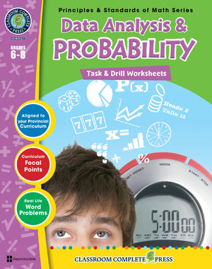 Data Analysis & Probability - Grades 6-8 - Task & Drill Sheets - Canadian Content