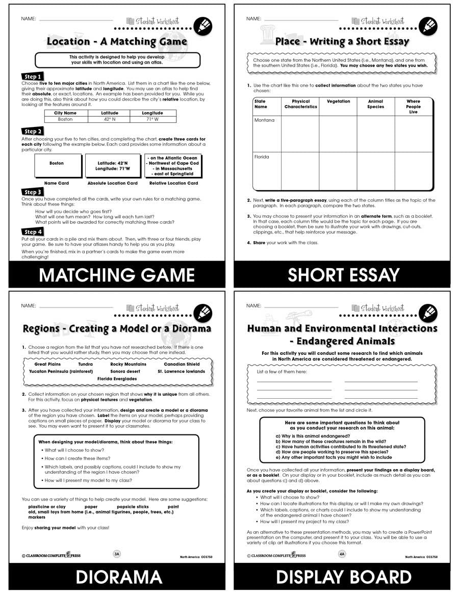 Bonus Worksheet.pdf North America - BONUS WORKSHEETS – CLASSROOM COMPLETE PRESS