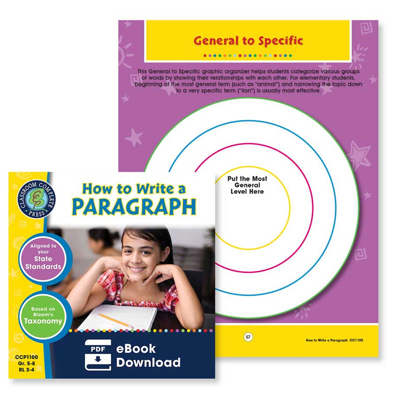 How to Write a Paragraph: General to Specific Graphic Organizer - WORKSHEET