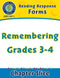 Reading Response Forms: Remembering Gr. 3-4