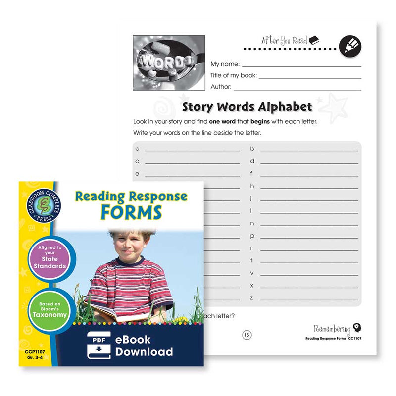 Reading Response Forms: Story Words Alphabet Gr. 3-4 - WORKSHEET