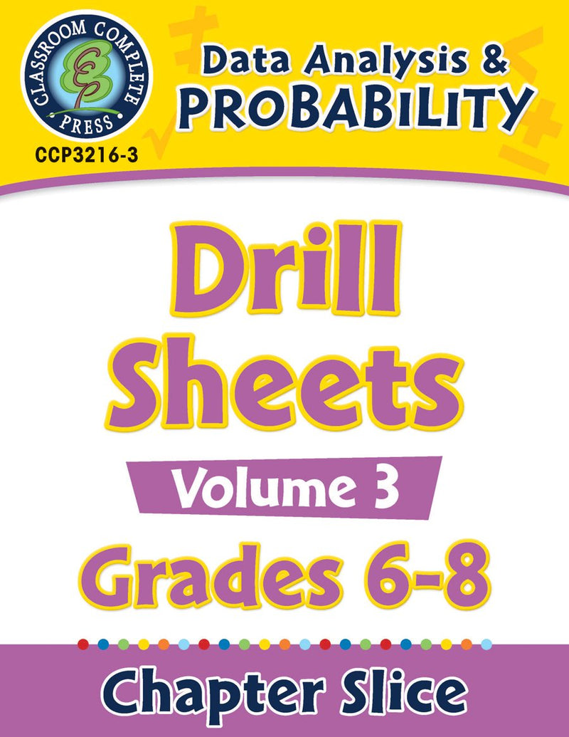 Data Analysis & Probability - Drill Sheets Vol. 3 Gr. 6-8