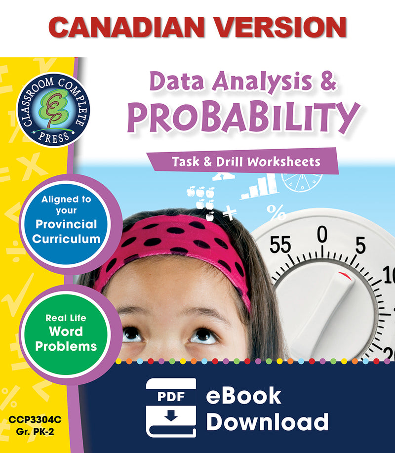 Data Analysis & Probability - Grades PK-2 - Task & Drill Sheets - Canadian Content