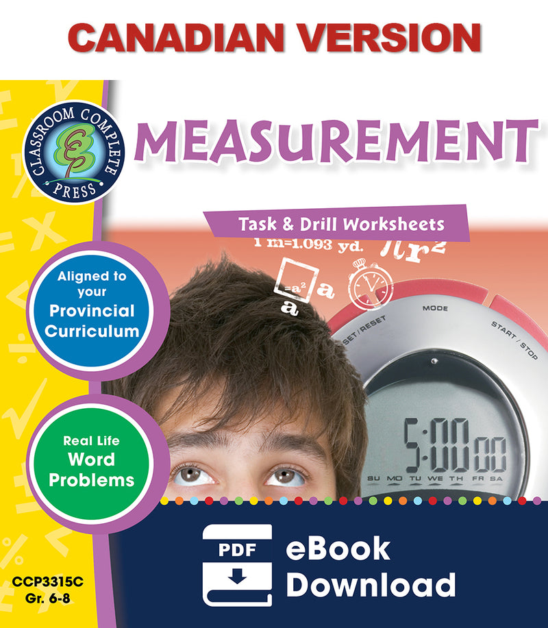 Measurement　6-8　Canadian　Grades　–　COMPLETE　Task　PRESS　Drill　Sheets　Content　CLASSROOM