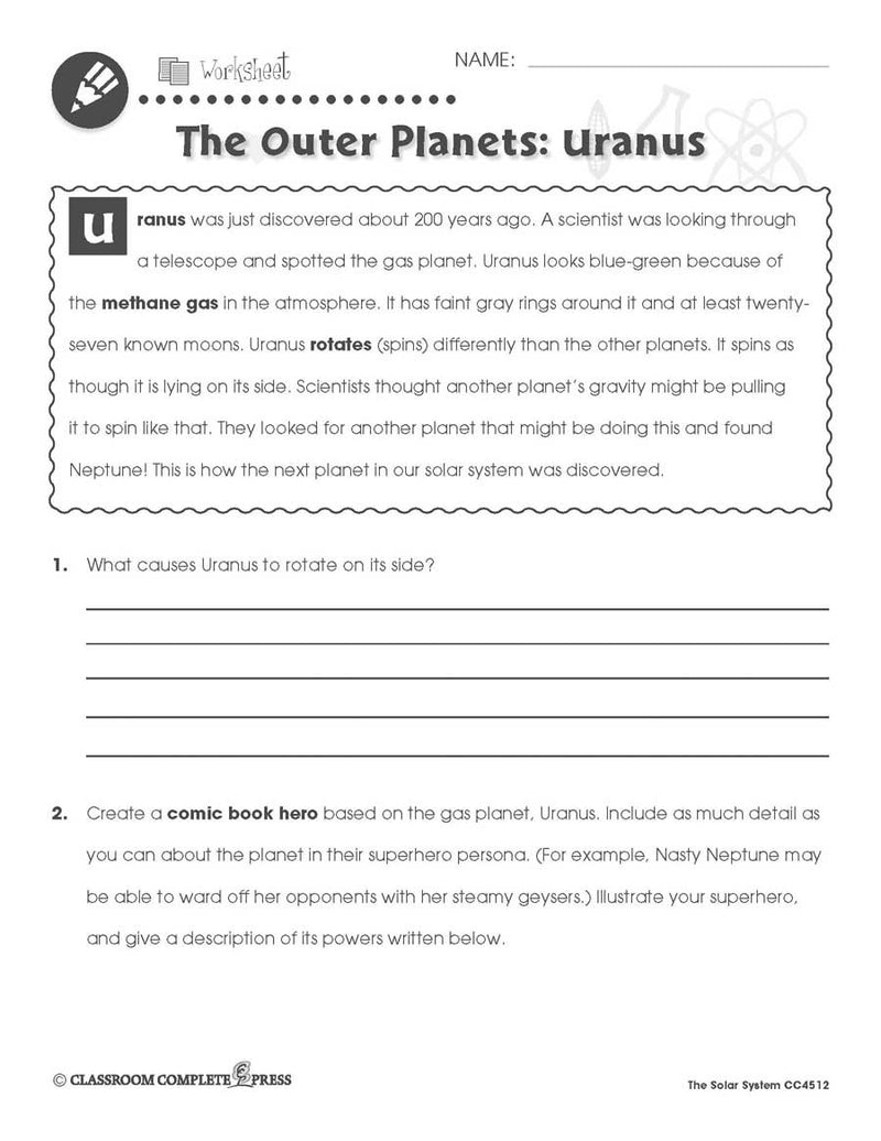 Solar System: Uranus - WORKSHEET