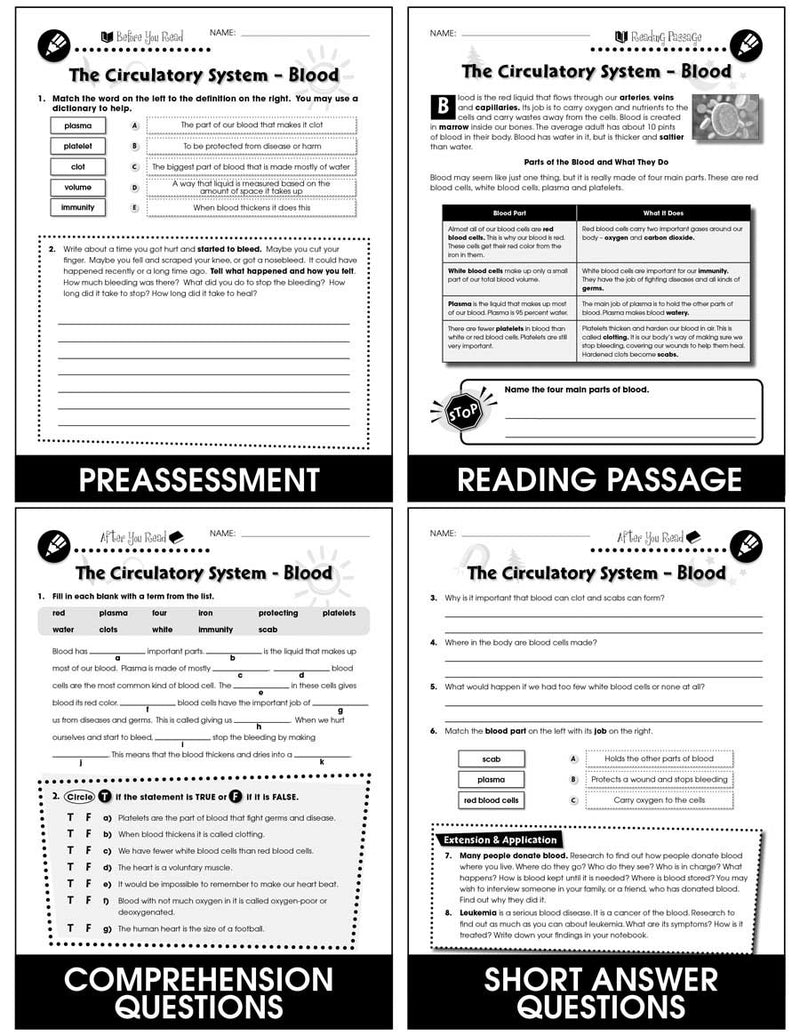Circulatory, Digestive & Reproductive Systems: Blood Gr. 5-8