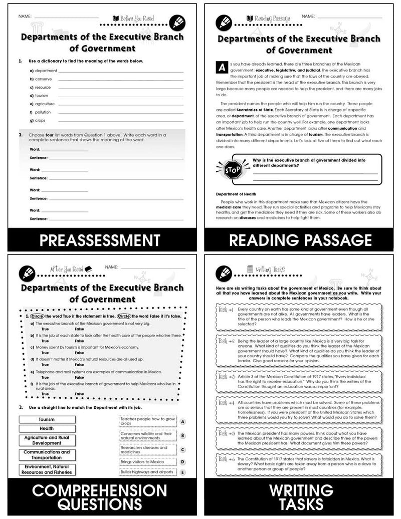 Mexican Government: Departments of the Executive Branch of Government Gr. 5-8