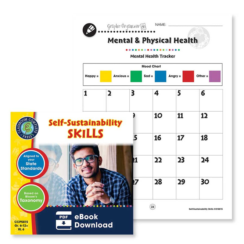 Self-Sustainability Skills: Mental Health Tracker Graphic Organizer - WORKSHEET