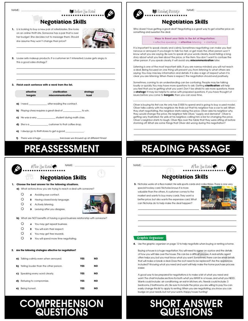 Financial Literacy Skills: Negotiation Skills Gr. 6-12+