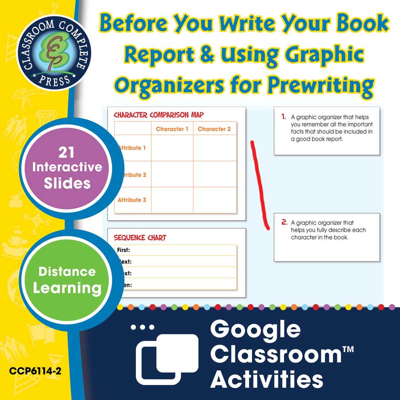 How to Write a Book Report: Before You Write Your Book Report & Using Graphic Organizers for Prewriting - Google Slides