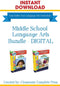 Middle School Language Arts Bundle - DIGITAL LESSONS